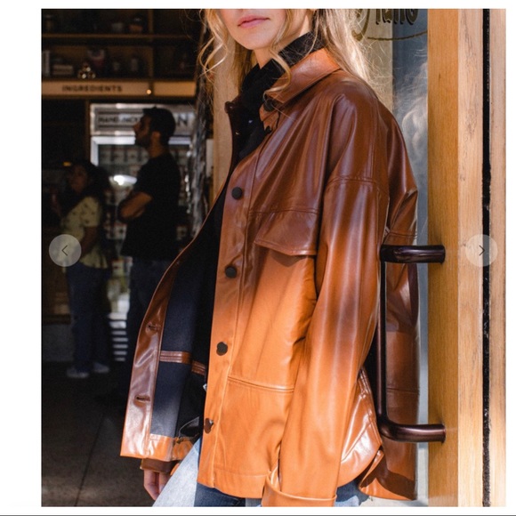 IN BEIGE Most Fabulous Faux Leather Jacket with side pockets - Picture 6 of 8